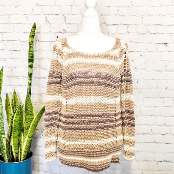 Free People Sweaters - Free People Open Knit Striped Sweater - Sz. Small